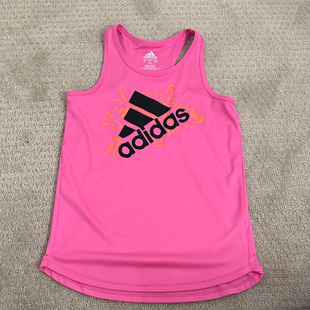 Adidas Vibrant Pink Tank with Black Logo